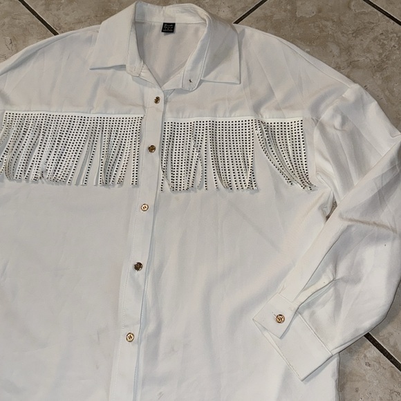White Cowboy Button Up Shirt - Picture 3 of 5